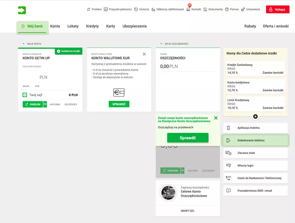 screen jak doładować w getin bank